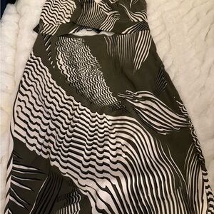 Express Olive and White Dress